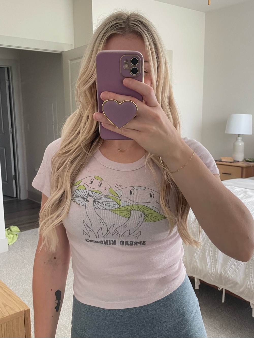 American Eagle Tee - Pale Purple with Mushroom Design